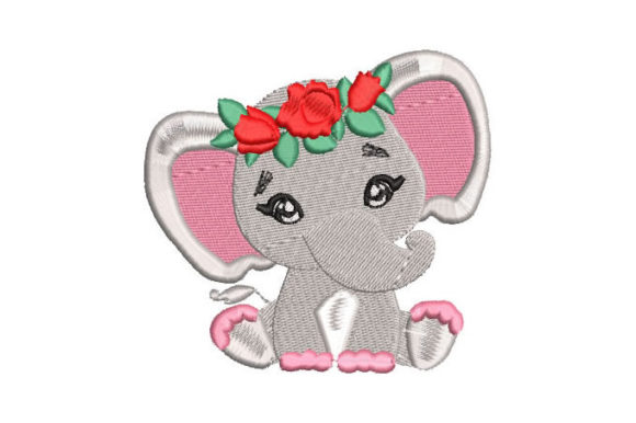 Baby Elephant with Crown of Roses Embroidery Review