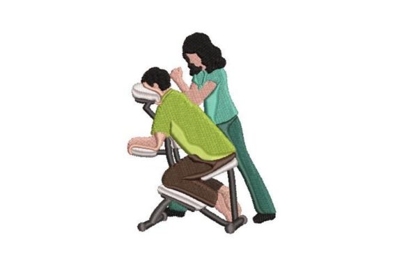 Masseur Giving Seated Massage Embroidery